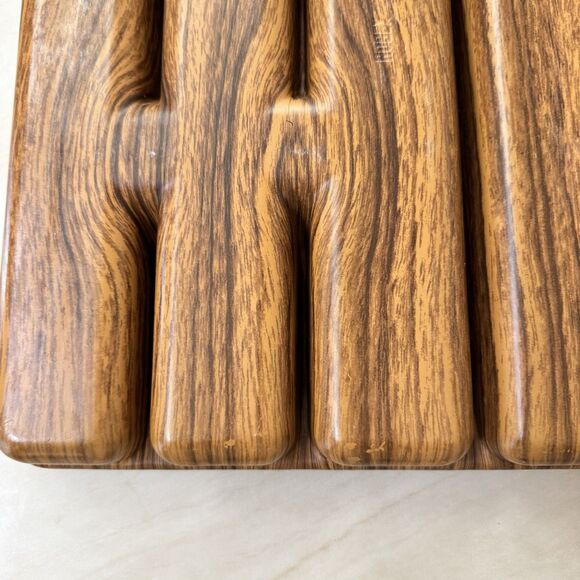 Vintage ROBEX Woodgrain Flatware Tray Utensils Organizer MCM Faux Wood Plastic - Picture 6 of 10